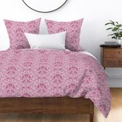 Cat Silhouettes Damask Pink