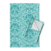 Cat Silhouettes Damask Teal