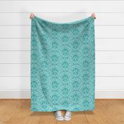 Cat Silhouettes Damask Teal