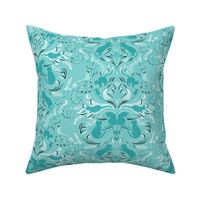 Cat Silhouettes Damask Teal