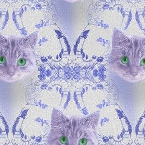 5x6-Inch Repeat of Bluebell Cat Damask