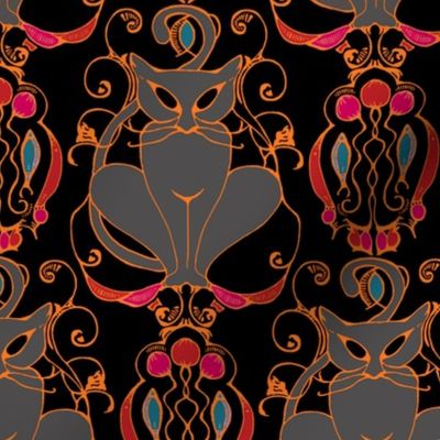 Black Cat Damask