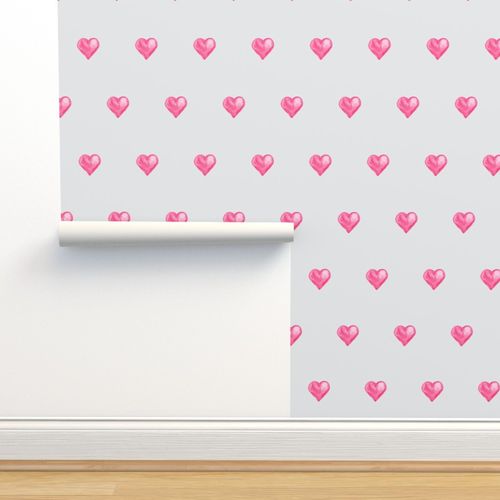 Watercolor Hearts With Gray Background Spoonflower