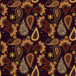 Brown and Gold Paisley Love