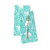 Elephant Damask Turquoise Mint