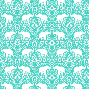 Elephant Damask Turquoise Mint