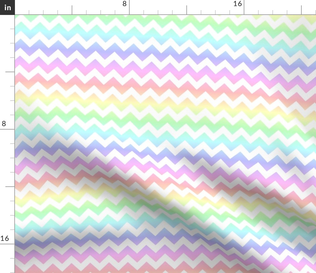 Pastel Rainbow White Chevron