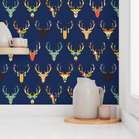 retro deer head navy