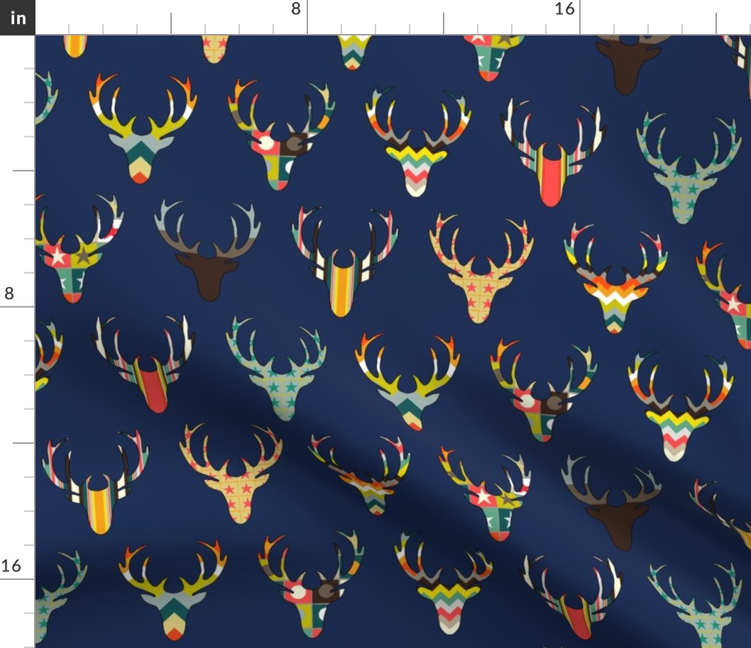 retro deer head navy