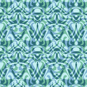 wave damask in aqua