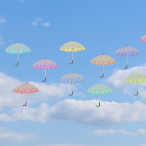 Umbrellas in the sky