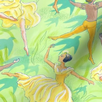 Ballet Dancers on Pale Green