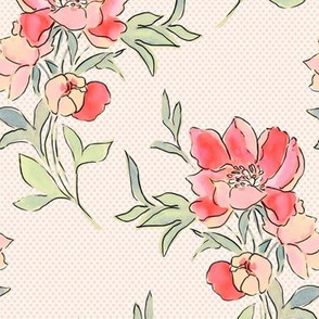 Vintage Floral Dot Pink