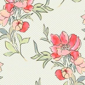 Vintage Floral Dot Green