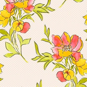 Vintage Floral Dot Yellow