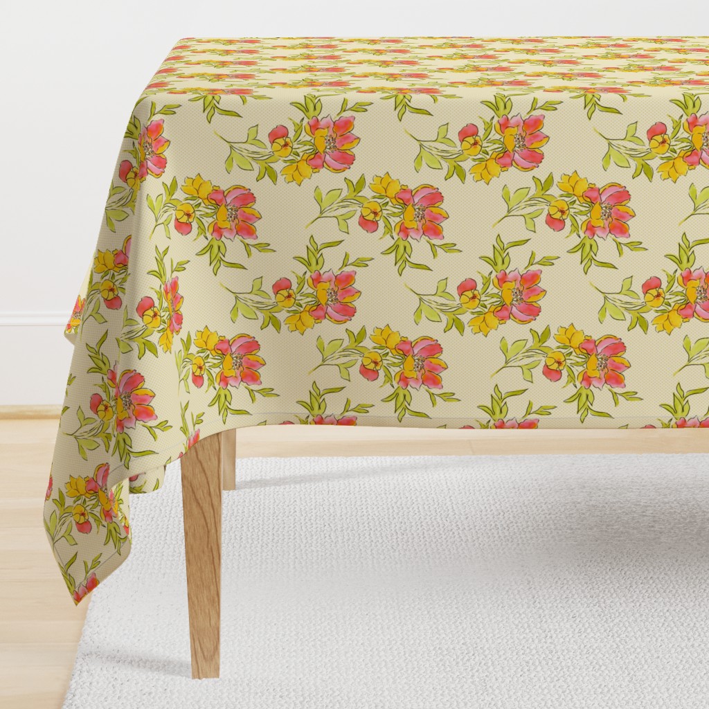 Vintage Floral Yellow Dot