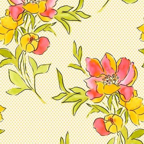 Vintage Floral Yellow Dot