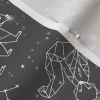 constellations // night time stars sky charcoal grey kids nursery baby print