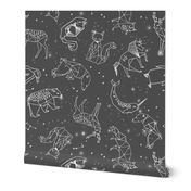 constellations // night time stars sky charcoal grey kids nursery baby print