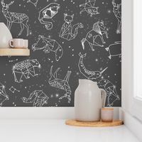 constellations // night time stars sky charcoal grey kids nursery baby print