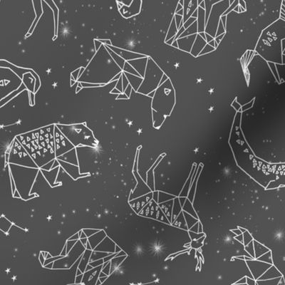 constellations // night time stars sky charcoal grey kids nursery baby print