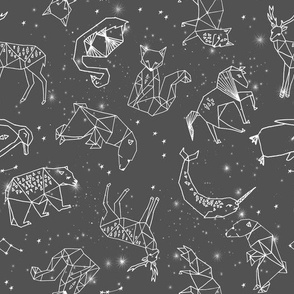 constellations // night time stars sky charcoal grey kids nursery baby print