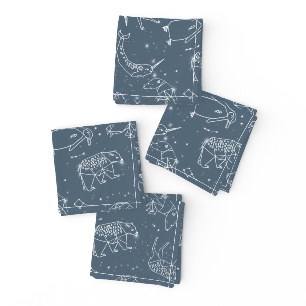 constellations // animal geometric origami illustration blue sky night sky kids nursery baby 