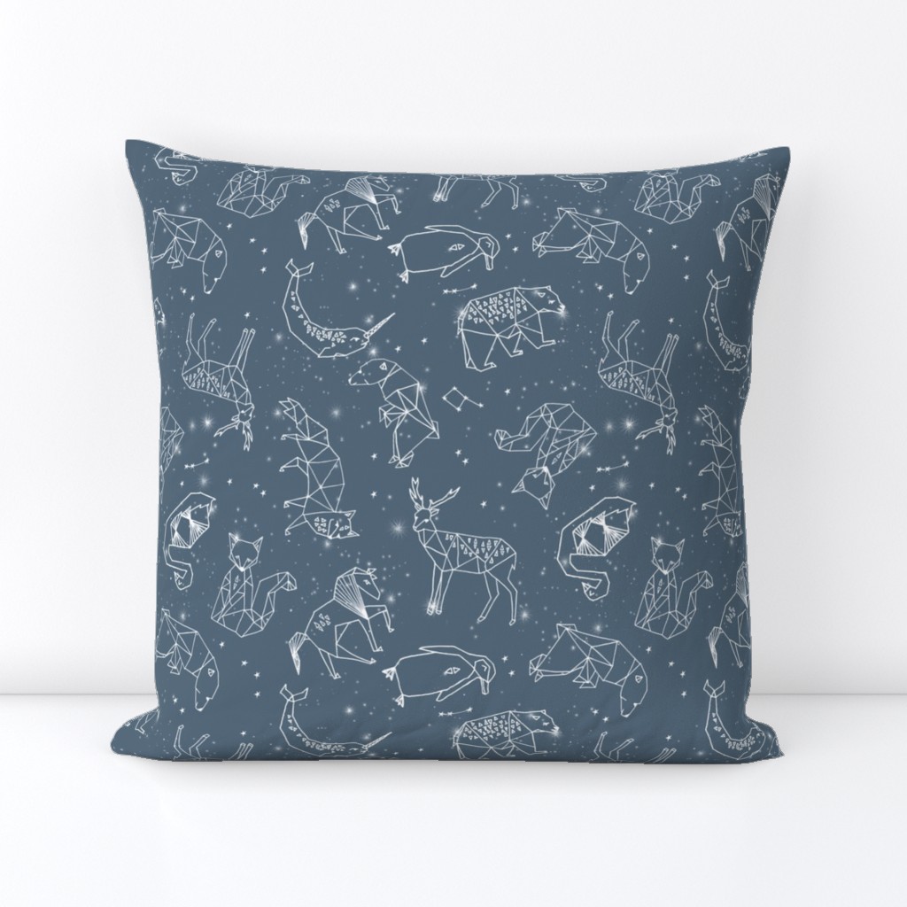 constellations // animal geometric origami illustration blue sky night sky kids nursery baby 