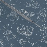 constellations // animal geometric origami illustration blue sky night sky kids nursery baby 