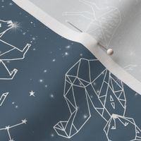 constellations // animal geometric origami illustration blue sky night sky kids nursery baby 