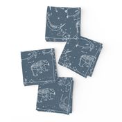 constellations // animal geometric origami illustration blue sky night sky kids nursery baby 