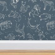 constellations // animal geometric origami illustration blue sky night sky kids nursery baby 