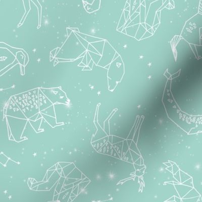 constellations // nursery baby kids mint constellations stars kids animals fox dream night time 