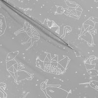 constellations // grey animals geometric origami kids nursery baby minimal monochrome print