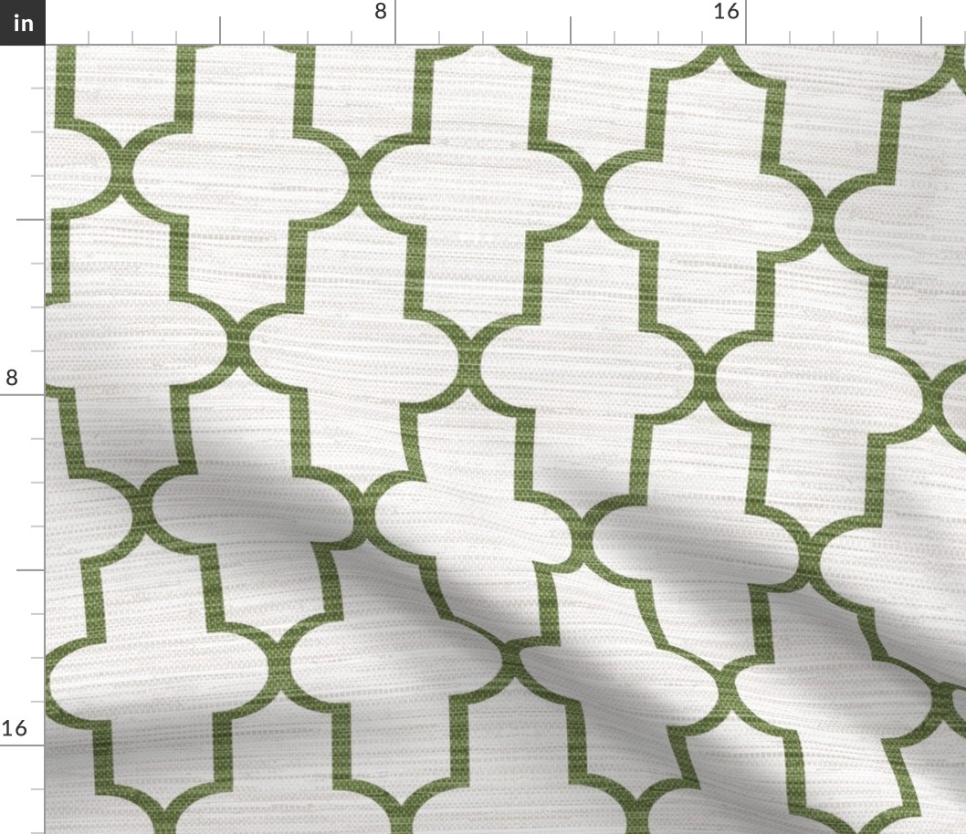 Grasscloth Moroccan Quatrefoil in Green