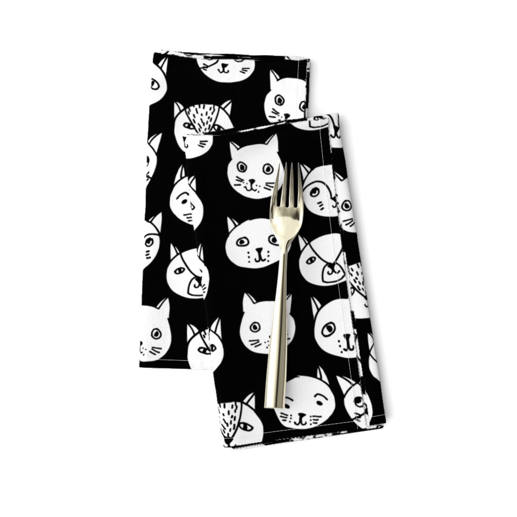 cat head // cat faces cat head cute cats design best black and white cat fabric