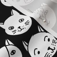 cat head // cat faces cat head cute cats design best black and white cat fabric