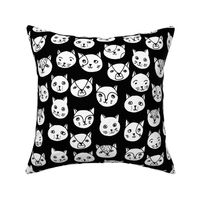 cat head // cat faces cat head cute cats design best black and white cat fabric