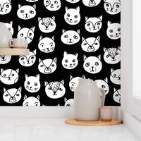 cat head // cat faces cat head cute cats design best black and white cat fabric