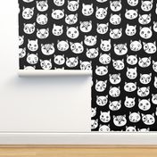 cat head // cat faces cat head cute cats design best black and white cat fabric