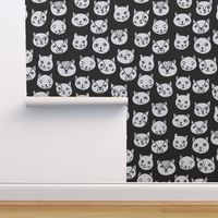 cat head // cat faces cat head cute cats design best black and white cat fabric