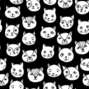 cat head // cat faces cat head cute cats design best black and white cat fabric