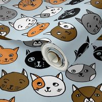 cat faces // cute cat heads cat faces fabric hipster cats design