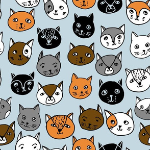 cat faces // cute cat heads cat faces fabric hipster cats design