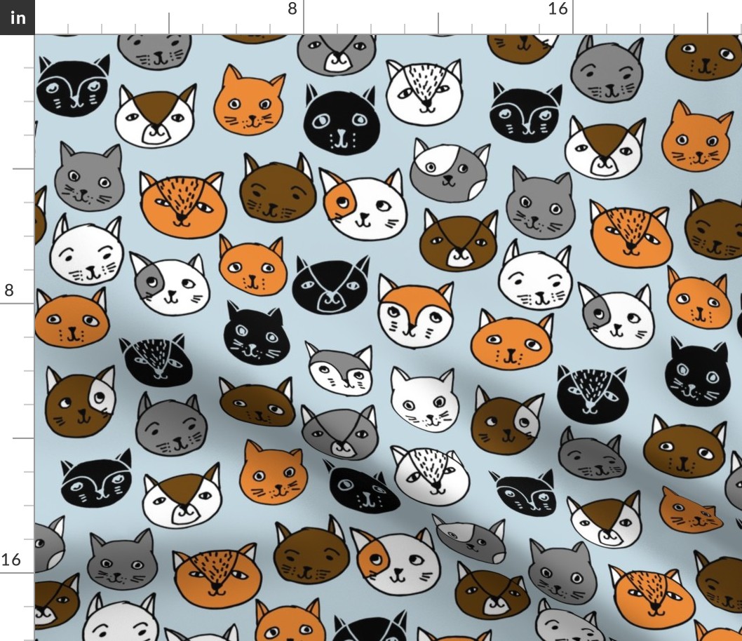 cat faces // cute cat heads cat faces fabric hipster cats design