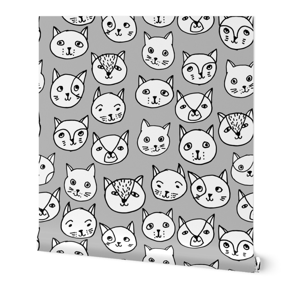 cat faces // cat head fabric cute cats design best cat hipster fabric