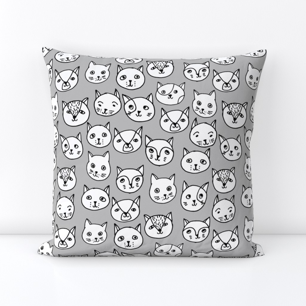 cat faces // cat head fabric cute cats design best cat hipster fabric