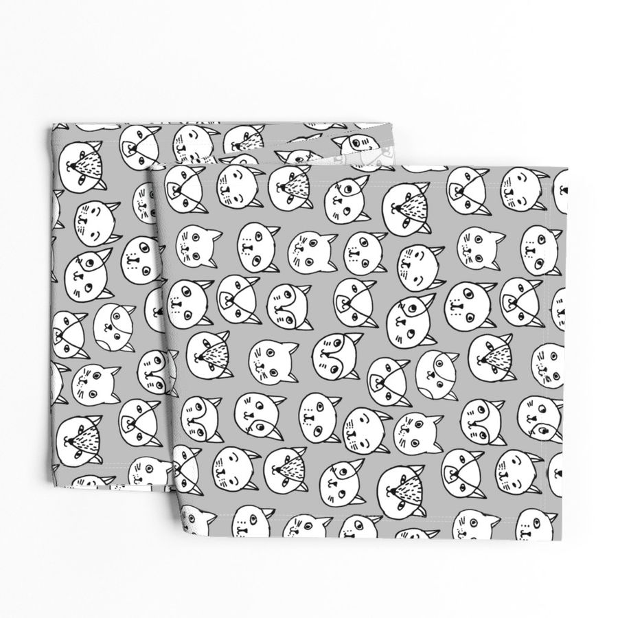 cat faces // cat head fabric cute cats design best cat hipster fabric