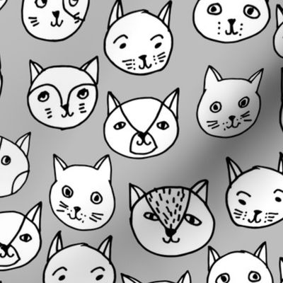 cat faces // cat head fabric cute cats design best cat hipster fabric