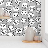 cat faces // cat head fabric cute cats design best cat hipster fabric